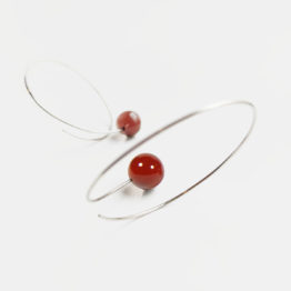 »Winding Color« / Creolen, Ohrringe / Stahl, Karneol